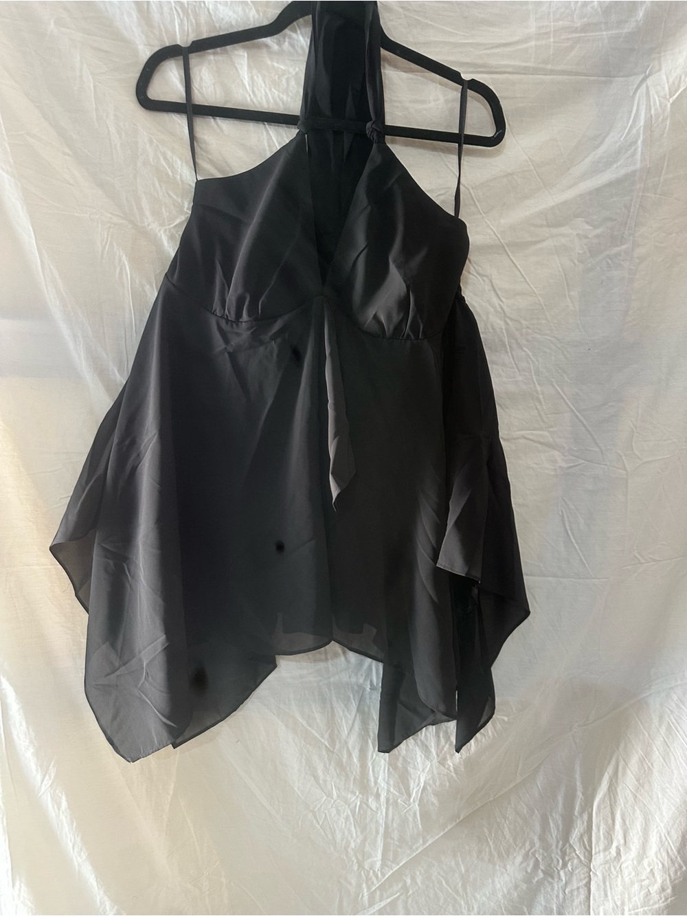 MKM Designs Black Flowy Cinderella Cut Halter Top